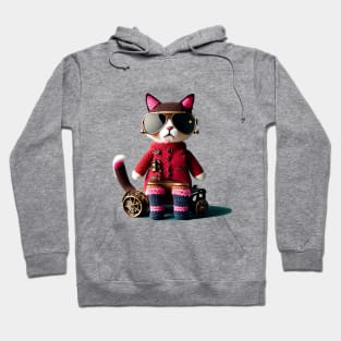 Crochet Cat with Sunglasses Hoodie